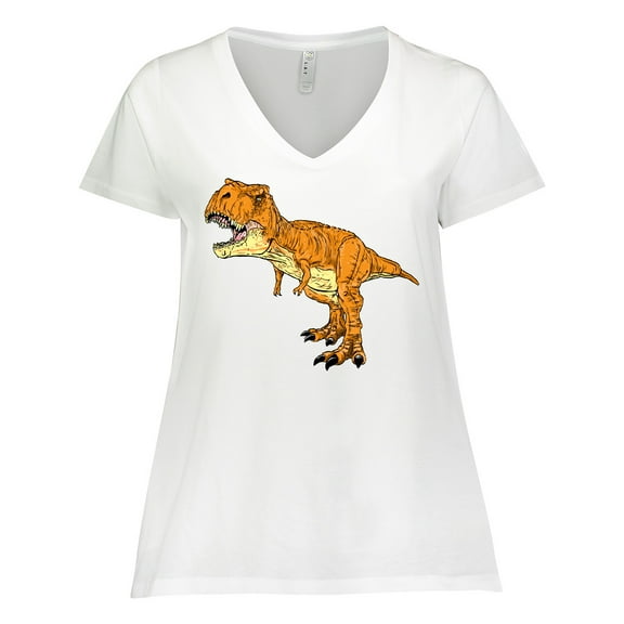 Inktastic Roaring T-Rex Women's Plus Size V-Neck T-Shirt