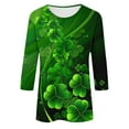 thumbnail image 5 of successthop St Patricks Day T Shirts for Women Green Casual Oversized Crewneck Outfits 3/4 Sleeve Shirt Plus Size Top XL, 5 of 5