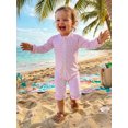 thumbnail image 5 of BemeyourBBs Newborn Baby Girl Pink One Piece Swimsuit Infant Girl Bathing Suit Flower Print Rash Guard Long Sleeve Zipper Ruffle Swimwear Summer Pool Beachwear, 5 of 9