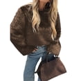 thumbnail image 3 of Women's Cropped Faux Fur Jacket Fashion Long Sleeve Casual Short Coat with Zipper Brown M, 3 of 8