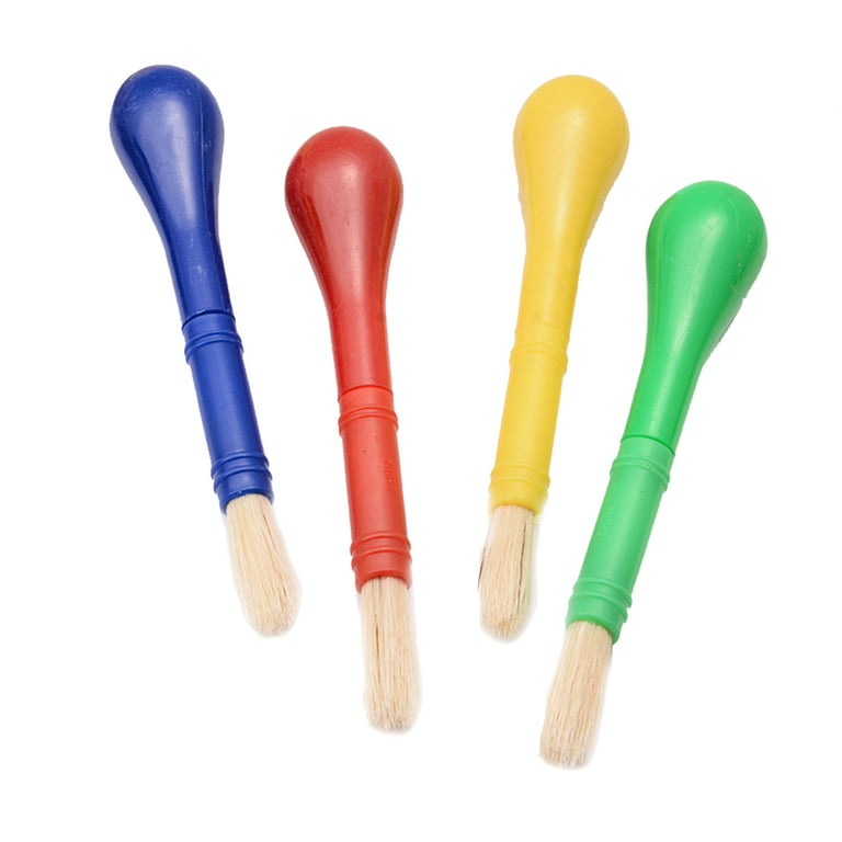 Frcolor 4pcs Toddler Paint Brushes Plastic Handle Nylon Painting Brush for Painting Crafts and DIY (Red Yellow Blue Green), Multicolor