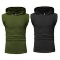 thumbnail image 6 of Men Sports Gym Vest Tops Plain Tank Top Hoodie Fitness Pullover Sleeveless Sweatshirt Vest, 6 of 6
