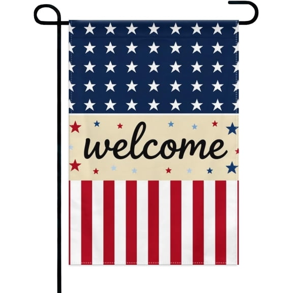 Patriotic Welcome Stars Stripes Usa American Garden Flag 12 x 18 Inch Double Sided Polyester Outdoor Decor