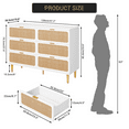 thumbnail image 3 of Rattan 6 Drawer Dressers for Bedroom, Large Double Dresser with Deep Drawers, Chest of Drawers for Closet with Wide Top, Long Wooden Dresser for Living Room, Hallway, Kids Room, 3 of 3