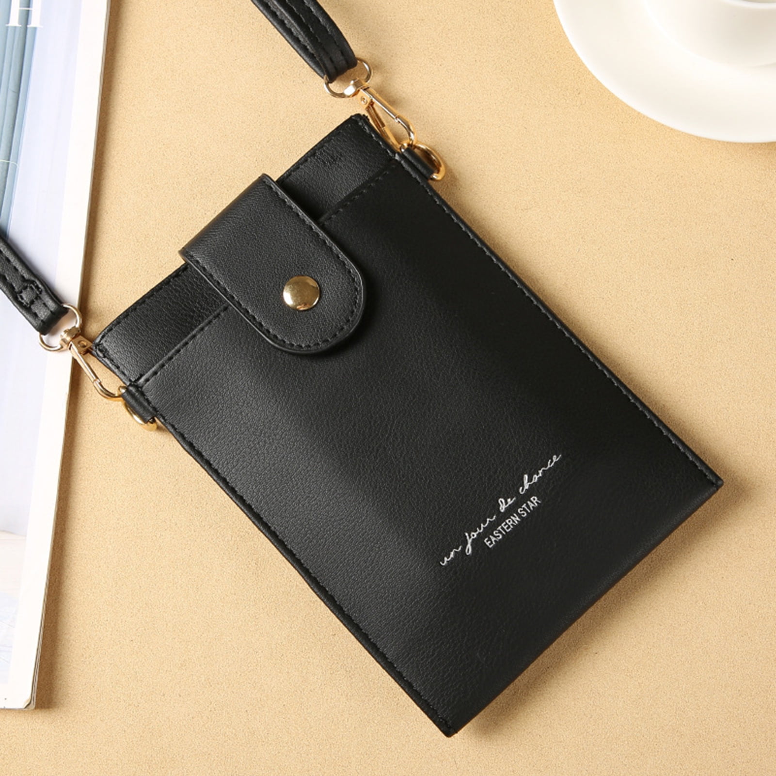 Women's Phone Wallet Bag Simple PU Messenger Bag with Removable