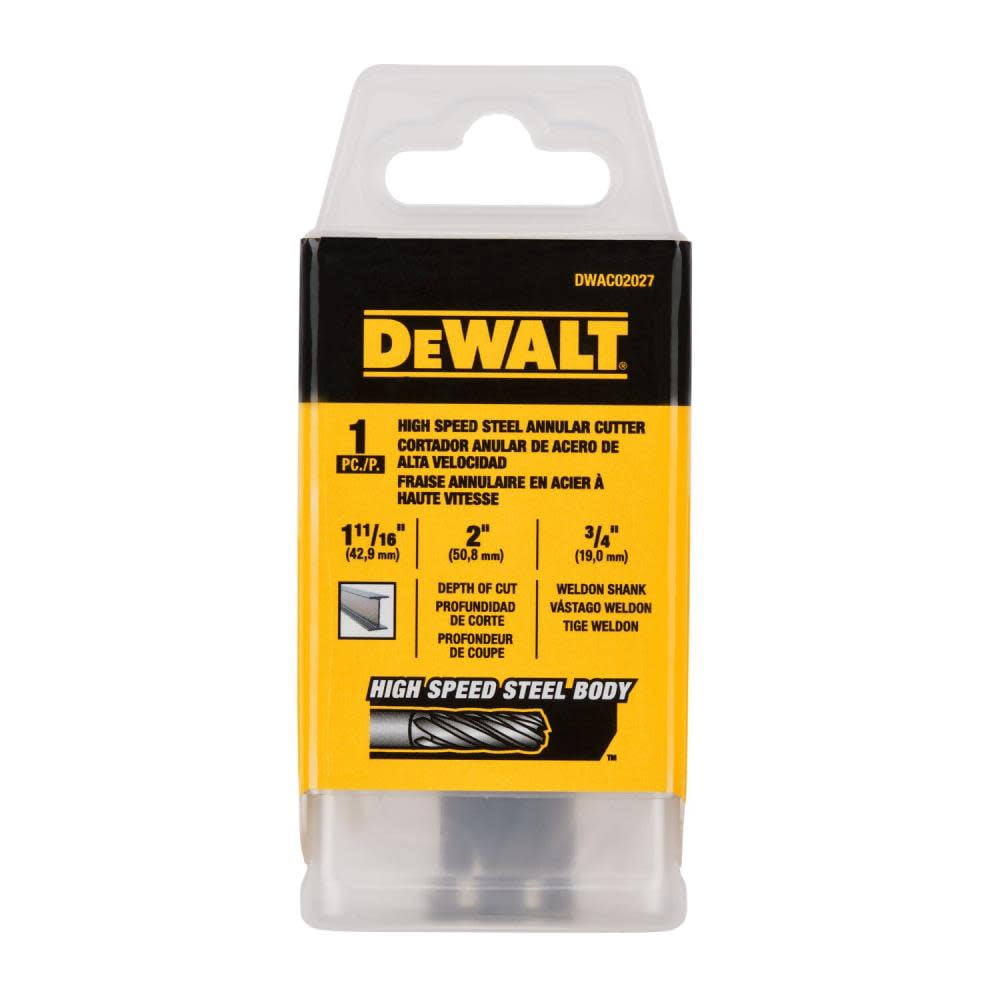 Dewalt Annular Cutter 1 11/16"x 2I Hss 3/4" Weldon