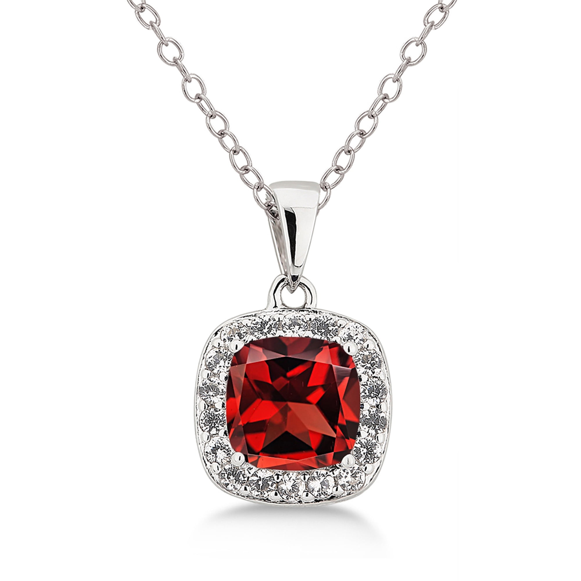 Arista Diamond Accent, Created Garnet & White Sapphire 3 Pcs Jewelry Set in Sterling Silver, 18"