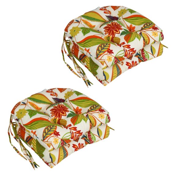 16-inch Outdoor Spun Polyester U-shaped Tufted Chair Cushions (Set of 4)