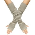 thumbnail image 1 of Guantes de lana de otoño e invierno para mujer, cálidos, de color sólido, acrílico, con brazo alargado, manga larga para usar con los dedos, a la moda, 1 of 6