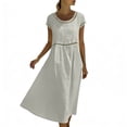 thumbnail image 6 of Summer Dresses for Women Casual Crewneck Short Sleeve Loose Hollow out Flowy Cotton Beach Vacation Midi Dress,Sizes S-2XL, 6 of 10