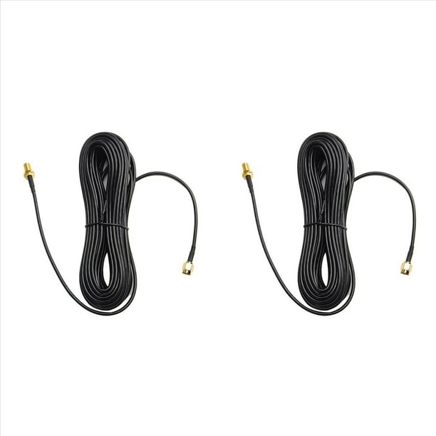 2X Cables de ExtensióN de 20M SMA Macho una Hembra Cable de ExtensióN Coaxial WiFi Router Antena Antena Cable Dorado Chapado en Cobre