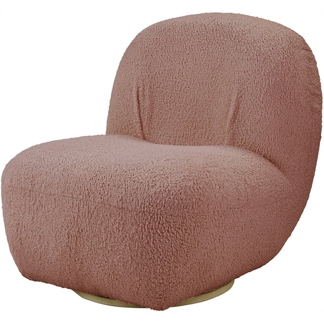 ACME Yedaid Chaise d'Appoint avec Pivotante en Sherpa Teddy Rose