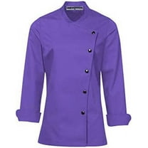 Long Sleeves Purple Color New Chef Coat Jacket Uniform for women ideal for food service, Caterers and Culinary professional L Size