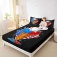 thumbnail image 4 of Homewish Baseball Gamer Twin Sheet Sets,American Flag Pattern Twin Fitted Sheet,Blue Red Black Flat Sheet For Kids,Super Cozy Room Decor,3 Pieces, 4 of 7
