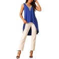 thumbnail image 2 of INSPIRE CHIC Women's Asymmetrical Tops Sleeveless V Neck High Low Hem Flowy Blouse, 2 of 4