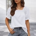 thumbnail image 1 of Camisetas De Mujer Camiseta de verano para mujer Camisetas sueltas de cuello cuadrado para fiesta (Blanco XL) Cgtredaw Para estrenar, 1 of 1