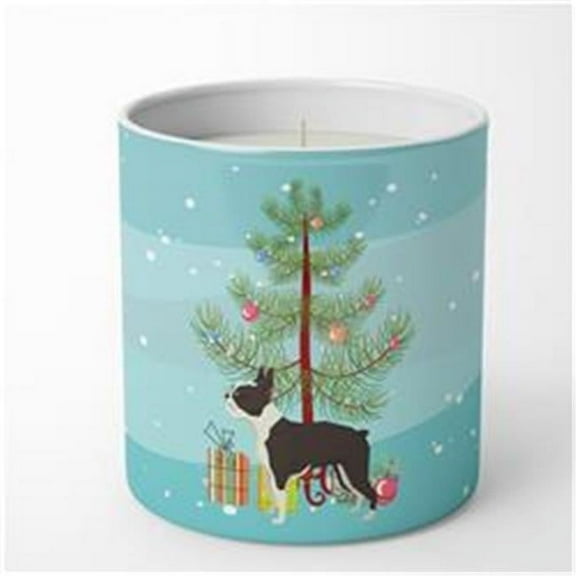 Carolines Treasures CK3525CDL 3.75 x 3.25 in. Unisex Boston Terrier Christmas Tree 10 oz Decorative Soy Candle