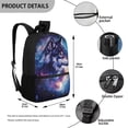 thumbnail image 5 of Binienty Galaxy Wolf Print Kids Backpack for Elementary Students Ages 6-12 17 Inch Large Capacity Bookbag with Customizable Shoulder Straps Front Storage Pocket School Gifts, 5 of 6