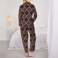thumbnail image 6 of Goofa Brown Gold Grid Printed Women’s 2 Piece Pajama Set Super,Pajamas Women's Long Sleeve Sleepwear Soft Button Down Loungewear Pjs Lounge Set Nightwear-X-Large, 6 of 9