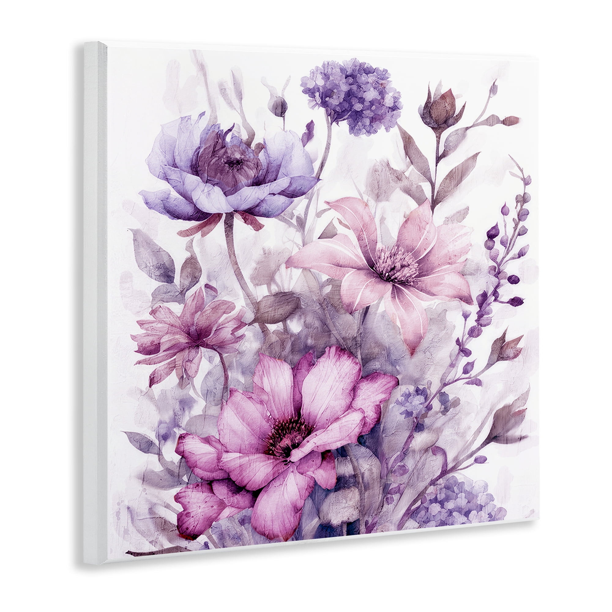 Stupell Industries Purple & Blush Florals Wall Plaque Art, design by Kim Allen