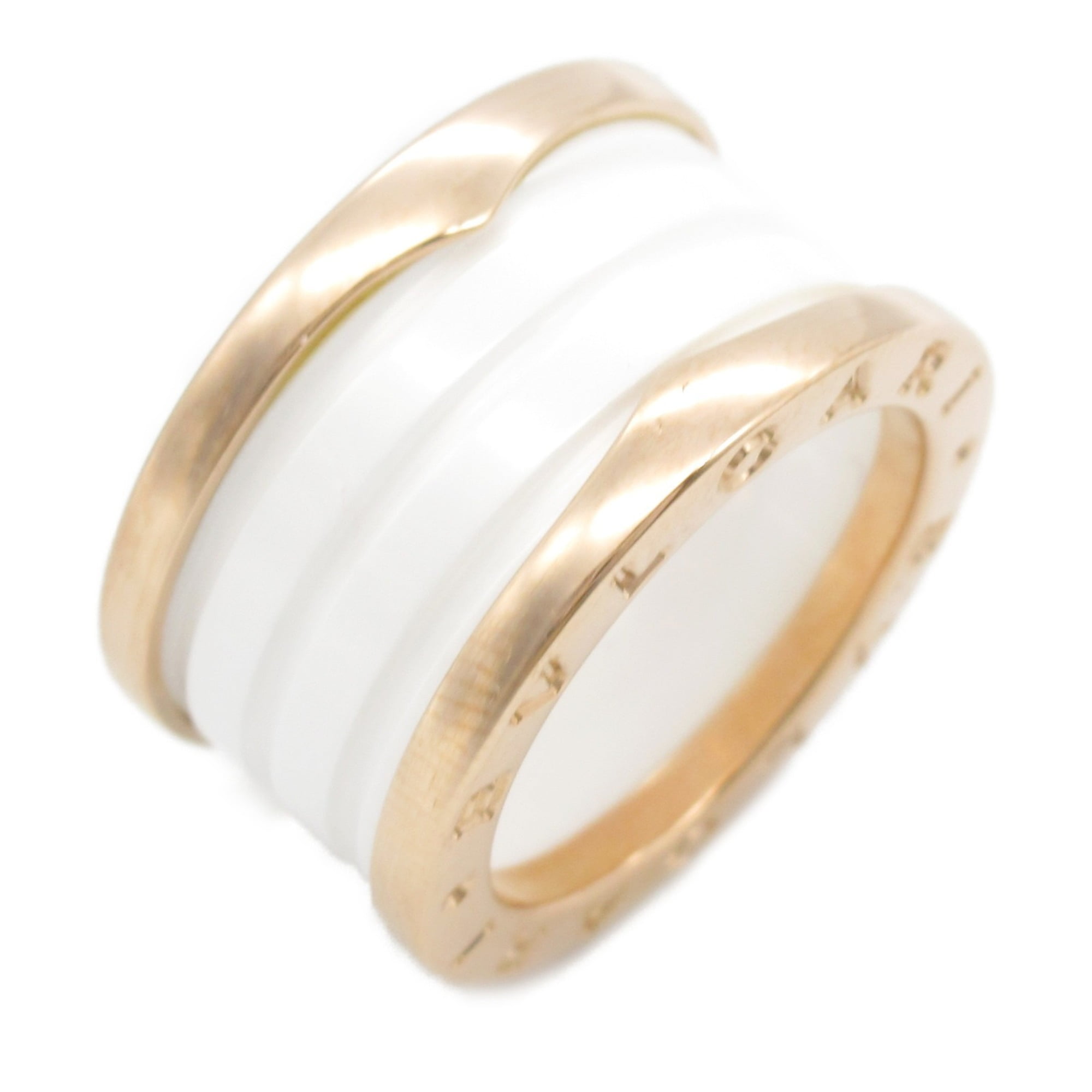Pre-Owned BVLGARI B-zero1 Ceramic Ring, 18K Pink Gold (K18PG) for Men and Women, White (Good)