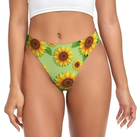Sigee Sunflower Leaves for Women s G-String Panty  Low Rise  Soft Lace Perfect for Everyday Wear or Special Occasions-3X-Large