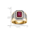thumbnail image 4 of 14K Two-Tone Gold Ring Band Men's White Open Back Faceted Cubic Zirconia CZ Clear Octagon Emerald Red, Size 8, 4 of 4
