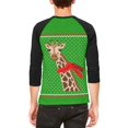thumbnail image 2 of Ugly Christmas Sweater Big Giraffe Scarf Mens Raglan T Shirt, 2 of 2