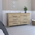thumbnail image 2 of FM FURNITURE Luxor 6-Drawer Engineered Wood Double Dresser in Light Oak/White, 2 of 9