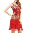 thumbnail image 2 of Sequin Dress for Women Dgankt Women Tassel Formal Dress Sequin Strap Latin Dance Dress Mini Elegant Evening Prom Party Club Dance Gown, 2 of 3