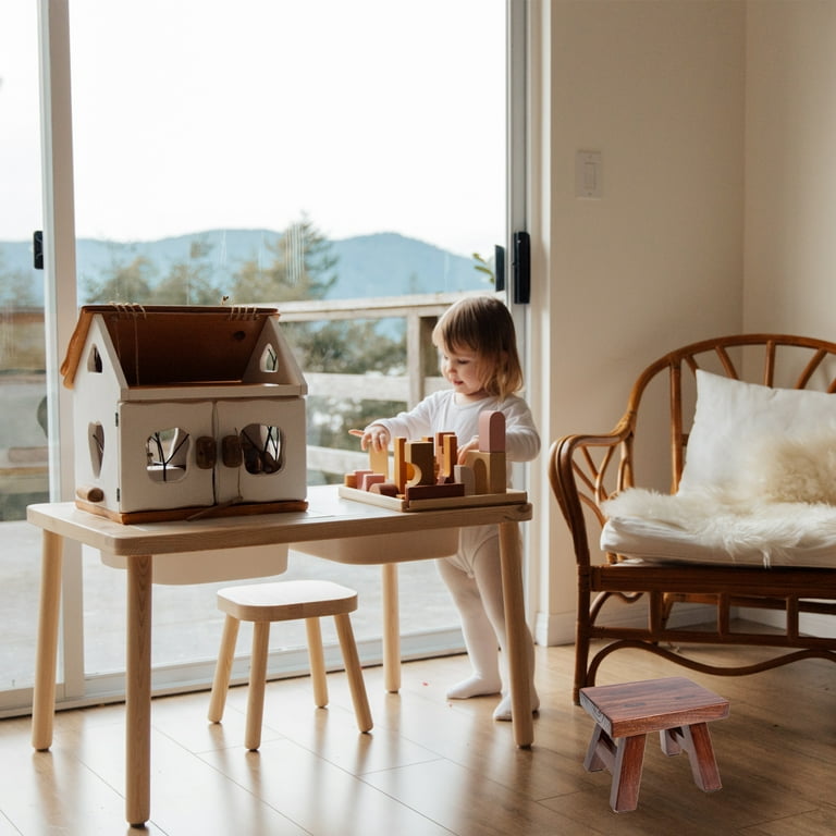 Wooden Stool Household Kid Bathing Stool Living Room Footstool Practical Stool