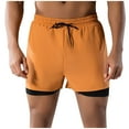 thumbnail image 3 of QATAINLAV Mens Swim Trunks with Compression Liner Quick-Dry Bathing Suit Summer Casual Drawstring Workout Athletic Sports Shorts Holiday Beach Outfits Gold M, 3 of 4
