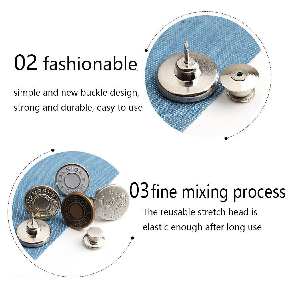 5pcs Retractable Jean Buttons Adjustable Removable Stapleless Metal CA