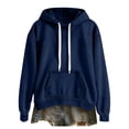 thumbnail image 5 of Otntypg Women’s Denim Hoodie Jacket Lightweight Jean Pullover Casual Long Sleeve with Pocket Drawstring Hooded Sweatshirt Tops Dark Blue M, 5 of 8