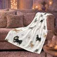 thumbnail image 5 of Northern Dogs And Portraits Among Delicate Snowflakes, Soft Flannel Blanket with Naturalistic Watercolor Illustration Print, Housewarming Gift and Home Decor for Bedroom and Living Room, 5 of 7