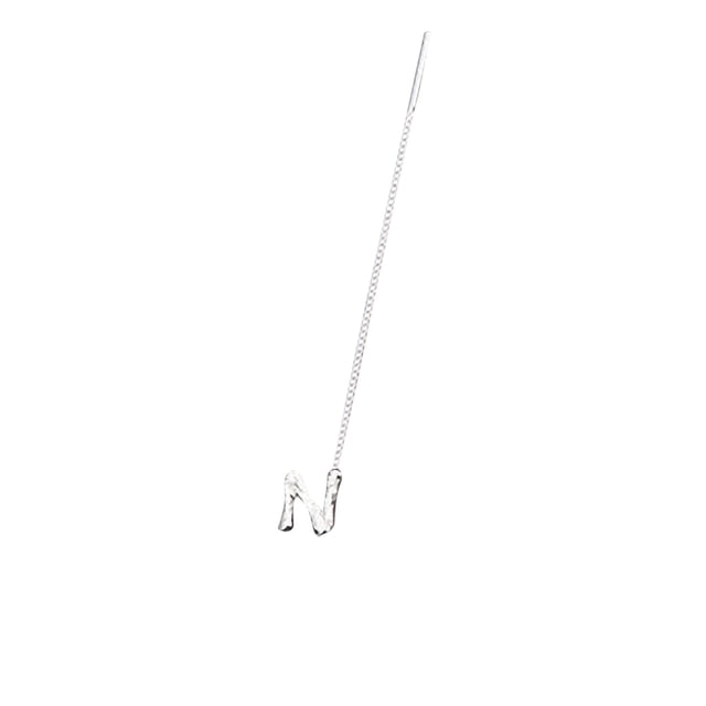 FcBaudy Shiny Alphabet Earrings,26-letter Simples Bark Design Ear Chain Auricular chain