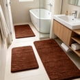 thumbnail image 4 of Brown Memory Foam Bathroom Rug Set, 3 Piece 47 in Sherpa Bath Mat, Soft Non Slip Super Absorbent Bath Rug for Bathroom, Laundry Room and Home Decor, 4 of 6