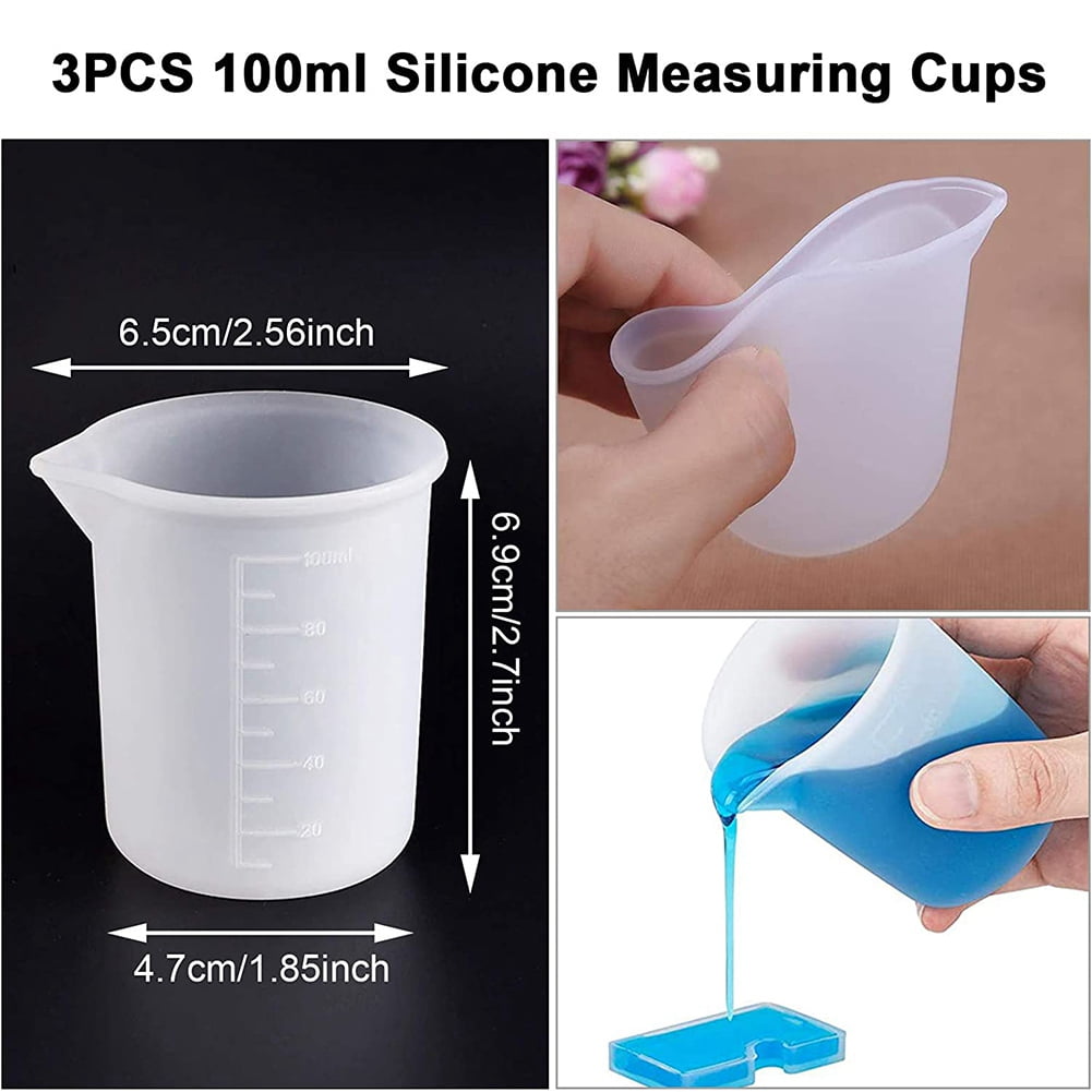 Silicone Measuring Cups for Epoxy Resin, Reusable Mixing Cups Jugs Resin  Casting Container with Mixing Sticks for Resin 