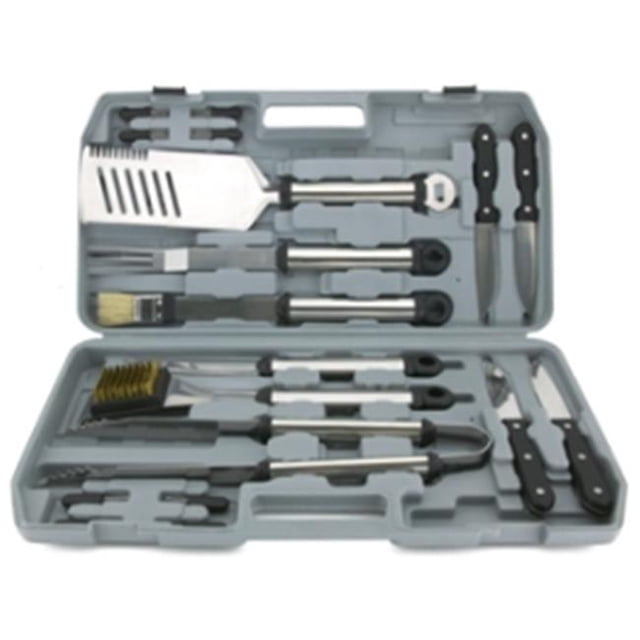 Mr. Barbeque Ensemble d'Outils en Acier Inoxydable Ovale 02099P Argent Prestige 18 Pièces avec Couteaux