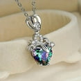 thumbnail image 3 of Mystic Fire Rainbow Topaz Heart Necklace Sterling Silver with Crystal Accents, 3 of 4