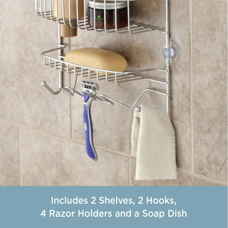  Shower Caddy Over Shower Head: Tall Bottle Of Shampoo Storage  Rack With 2 Soap Holder - Rust Proof Bathroom Large Hanging Shower Organizer  With Hooks For Razor Sponge Towels Loofah 