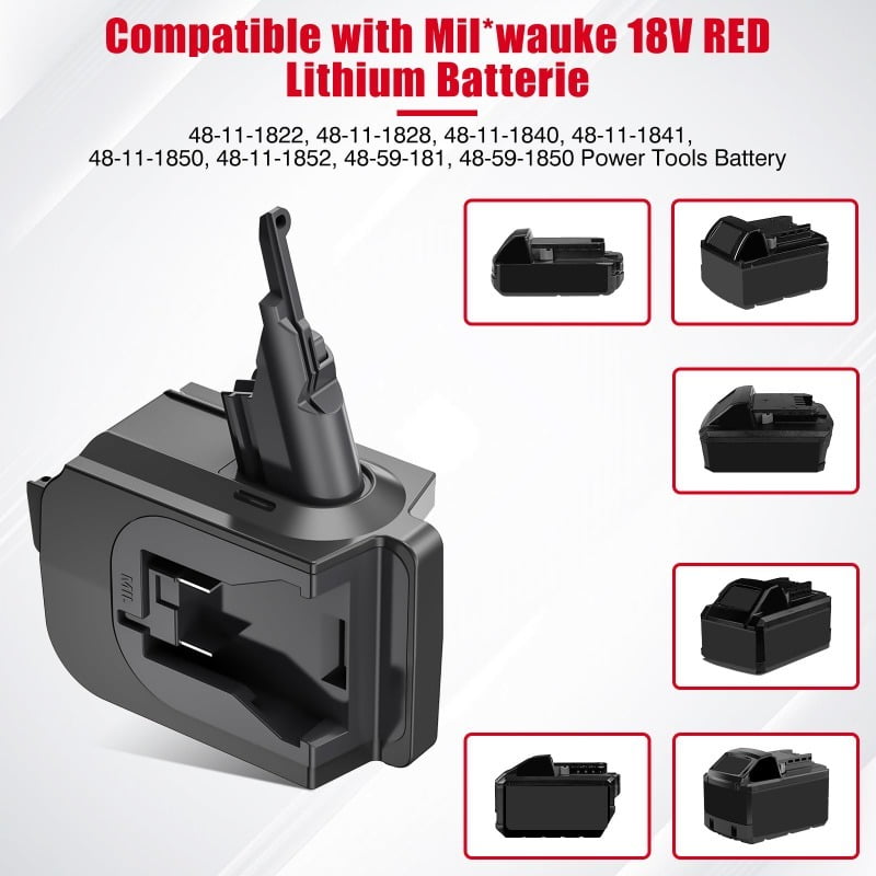 2-in-1 Battery Adapter for Mil*wau*kee 18V Batteries Converted To for Dy*son V7 V8 Series Vacuum Cleaners