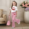 thumbnail image 4 of Bjutir Toddler Girls Outfit Set Cherry Print Short Sleeve Crew Neck Tops With Pants Outfit Summer Breathable Girls Set Size 9-10 Years Light Pink, 4 of 4