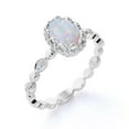thumbnail image 2 of JeenMata Vintage 1.75 ct Oval Cut Opal and Moissanite Wedding Ring in 18k White Gold over Silver, 2 of 7