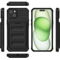 thumbnail image 2 of for iPhone 15 Plus Case with Card Holder [Capacity of 3 Cards] Durable Flexible Silicone Cover [Military-Grade Protection] Shockproof Non-Slip Wallet Case for iPhone 15 Plus Black, 2 of 12