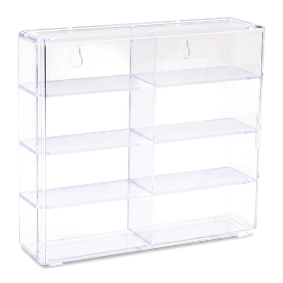 Acrylic Display Box for 8 1:64 Scale Die-Cast Cars, Model Toy Cabinet with Front Door, Dustproof Storage Rack for Miniature Collectors, 7.40*1.69*6.69 inches