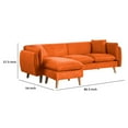 thumbnail image 5 of Maci 87 Inch Sectional Sofa, Reversible Chaise, Orange Fabric, Wood Legs, 5 of 5