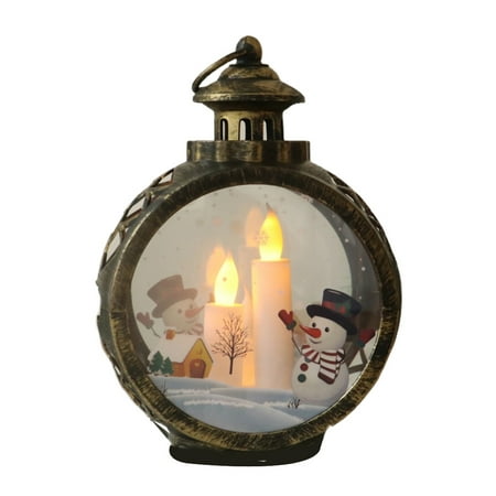 

Christmas Snowman Hanging Lantern Ornament Portable LED Candle Light Antique Oil Night Lamp Xmas Home Tabletop Decor