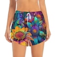 thumbnail image 2 of Balery Psychedelic Sunflowers Pantalones cortos deportivos para mujer con forro y dos bolsillos, elásticos, para entrenamiento, gimnasio, yoga-Medium, 2 of 7