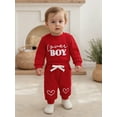 thumbnail image 5 of BemeyourBBs Newborn Baby Boys Valentines Day Outfits Long Sleeve Lover Boy Letters Embroidery Romper with Pants 2Pcs Spring Clothing Set, 5 of 9